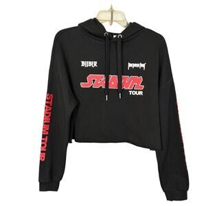 DIVIDED Justin Bieber 2016 Stadium Tour Cropped Hoodie Sweatshirt Size M